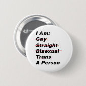 私はゲイ、ストレート、バイセクシャル、トランス、人 缶バッジ (正面&裏面)