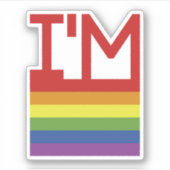 私はゲイ |レインボーフラグ シール (正面)