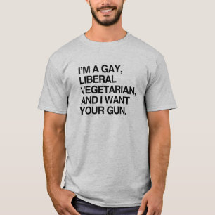 私はゲイ、自由主義のベジタリアンTシャツ Tシャツ