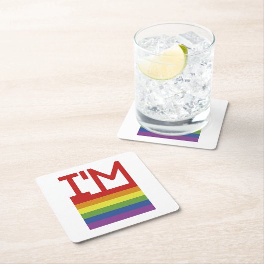 私はゲイ|虹の旗 スクエアペーパーコースター (インサイチュ)