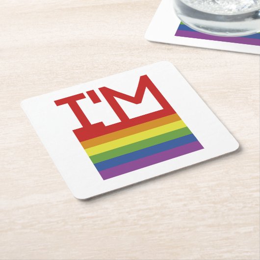 私はゲイ|虹の旗 スクエアペーパーコースター (アングル)