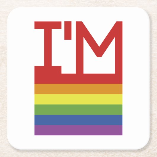 私はゲイ|虹の旗 スクエアペーパーコースター (正面)