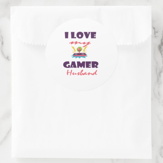私はゲーマーの夫おもしろいゲーミングTシャツが大好き ラウンドシール (バッグ)