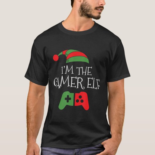 私はゲーマー小妖精や小人マッチングファミリークリスマスおもしろいだ Tシャツ (正面)