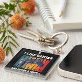 私はゲームが好きで、多分3人が好きだ キーホルダー (正面右)