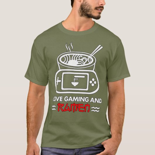 私はゲームとラーメンが大好き Tシャツ (正面)