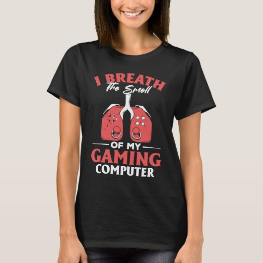 私はゲームのコンピュータゲームの匂いを吐く Tシャツ (正面)