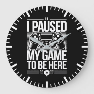 私はゲームを一時停止ここに来る – おもしろい Gaming Gamer ラージ壁時計