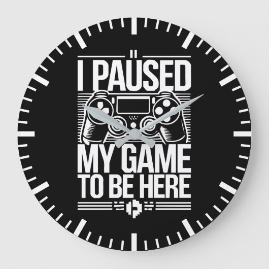 私はゲームを一時停止ここに来る – おもしろい Gaming Gamer ラージ壁時計 (正面)