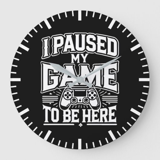 私はゲームを一時停止ここに来る – おもしろい Gaming Gamer ラージ壁時計 (正面)