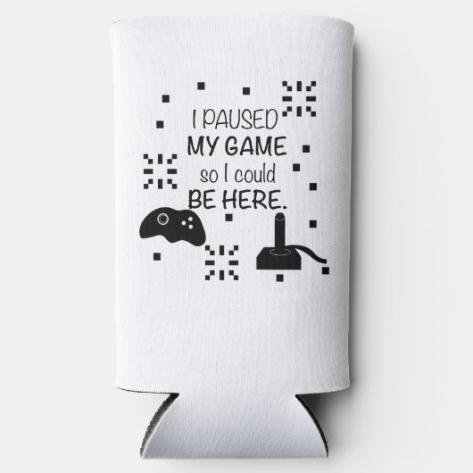 私はゲームを一時停止ここに、ゲーマーのユーモア スリム缶クーラー (正面)