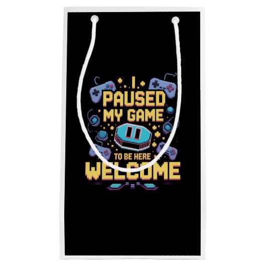 私はゲームを一時停止してここに歓迎ゲーマーギフト スモールペーパーバッグ (正面)