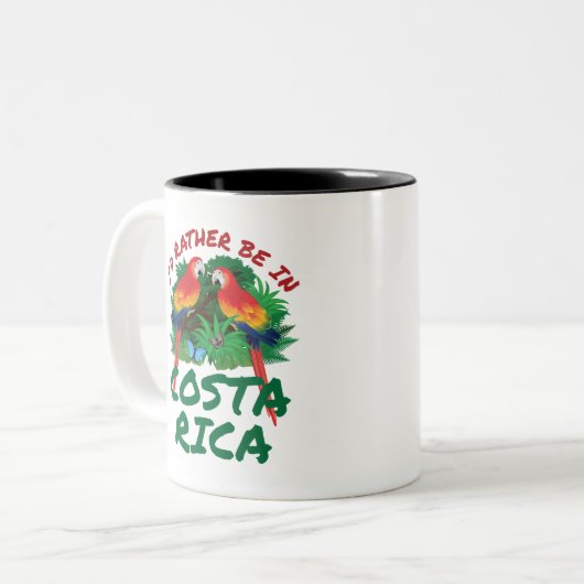 私はコスタリカの休暇のお土産に行きたい ツートーンマグカップ (正面左)
