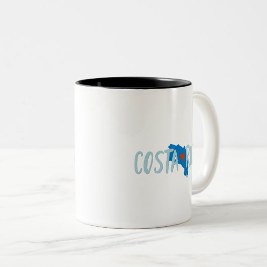 私はコスタリカの地図の記念品のコーヒーを愛します ツートーンマグカップ (正面右)