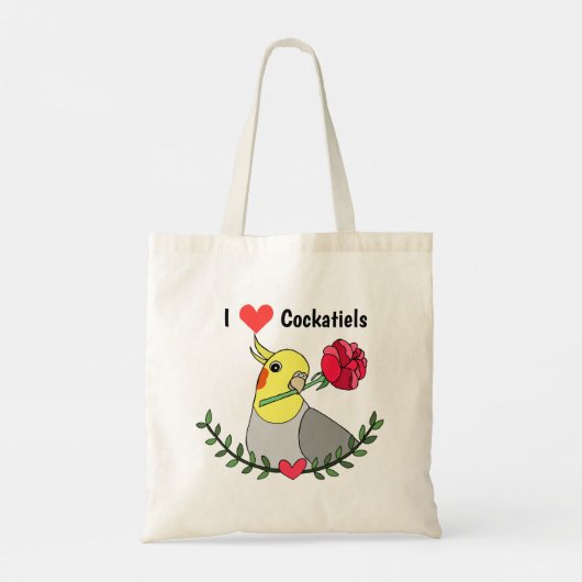 私はコックティエルキュートおもしろいコックティエルバード大好き トートバッグ (裏面)