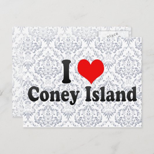 私はコニー島を愛し、統一された州 ポストカード (正面/裏面)