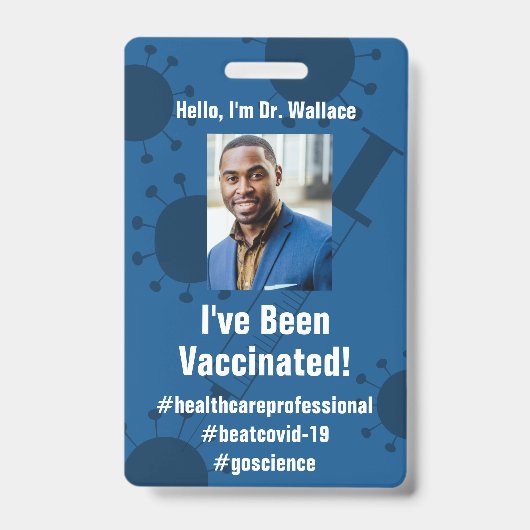 私はコビッド19の予防接種を受けました深いブルー バッジ (正面)