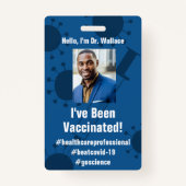 私はコビッド19の予防接種を受けました深いブルー バッジ (正面)