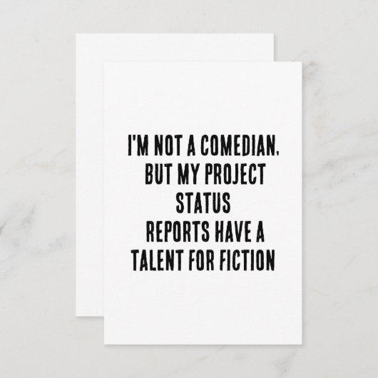 私はコメディアンではないが、プロジェクトの進捗レポート サンキューカード (正面/裏面)
