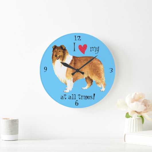 私はコリーを愛している ラージ壁時計 (ホーム)