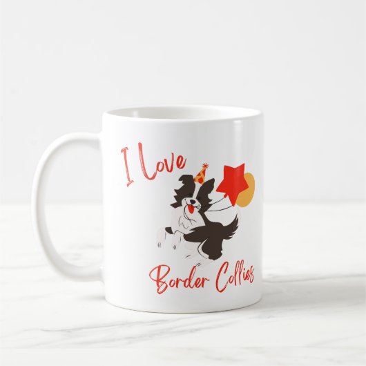 私はコリー縁どズが好き コーヒーマグカップ (左)