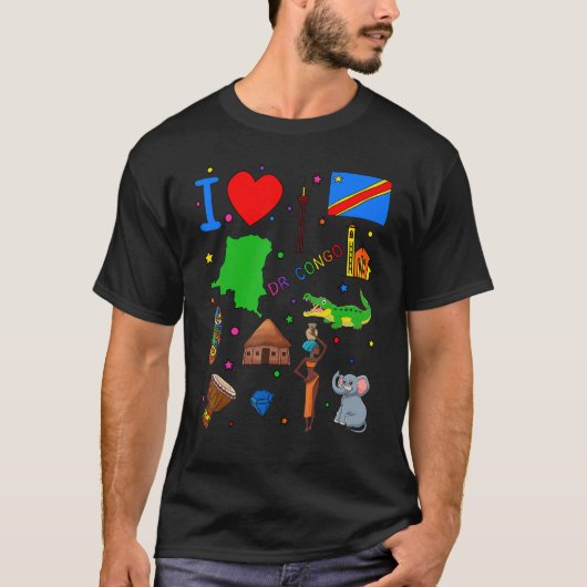 私はコンゴ・ハンド博士がコンゴのランドマークを描くのが大好き Tシャツ (正面)
