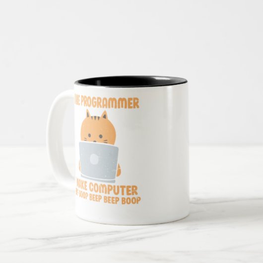 私はコンピュータのビープ音を鳴らすプログラマーである。 ツートーンマグカップ (正面左)