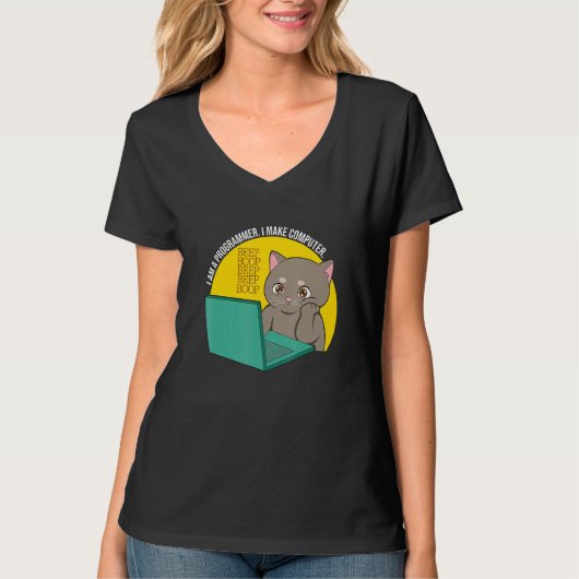 私はコンピュータのビープ音Boop猫を作るプログラマー Tシャツ (正面)