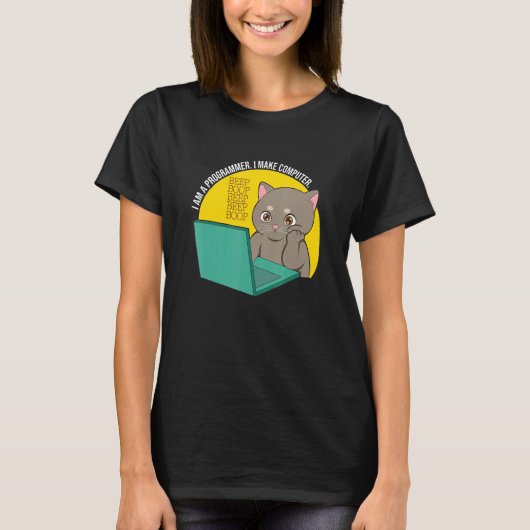 私はコンピュータのビープ音Boop猫を作るプログラマー Tシャツ (正面)