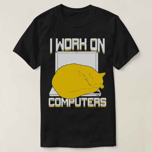 私はコンピュータのCatで働いている Tシャツ (デザイン正面)