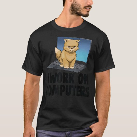 私はコンピューター怒で働いている Tシャツ (正面)