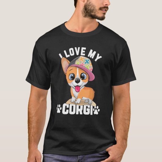 私はコーギー犬が大好きです コーギー Tシャツ (正面)