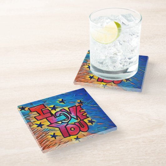 私はコースター愛します ガラスコースター (アングル)