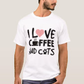 私はコーヒーおよび猫を愛します Tシャツ (正面)