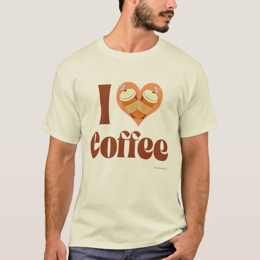 私はコーヒーかわいいハートデザインスローガン Tシャツ (正面)