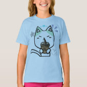 私はコーヒーが大好きで可愛い猫 Tシャツ (正面)