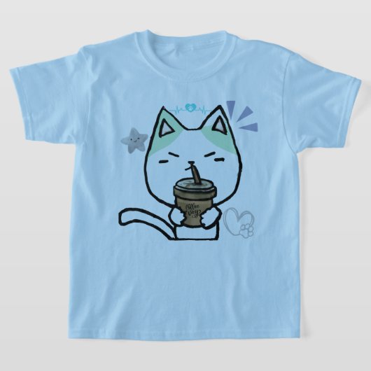 私はコーヒーが大好きで可愛い猫 Tシャツ (レイダウン)