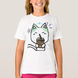 私はコーヒーが大好きで可愛い猫 Tシャツ