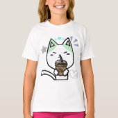 私はコーヒーが大好きで可愛い猫 Tシャツ (正面)