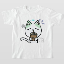 私はコーヒーが大好きで可愛い猫 Tシャツ