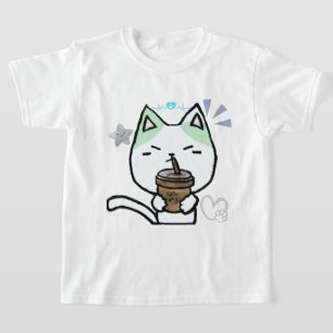私はコーヒーが大好きで可愛い猫 Tシャツ
