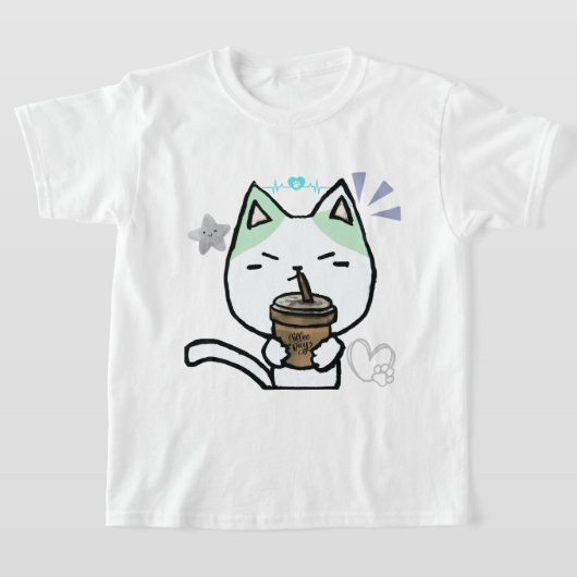 私はコーヒーが大好きで可愛い猫 Tシャツ (レイダウン)