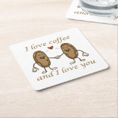 私はコーヒーが大好きで、あなたを愛している スクエアペーパーコースター (アングル)