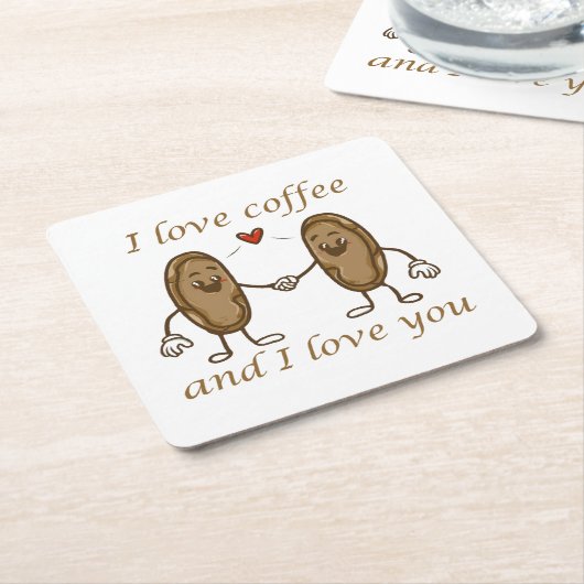 私はコーヒーが大好きで、あなたを愛している スクエアペーパーコースター (アングル)