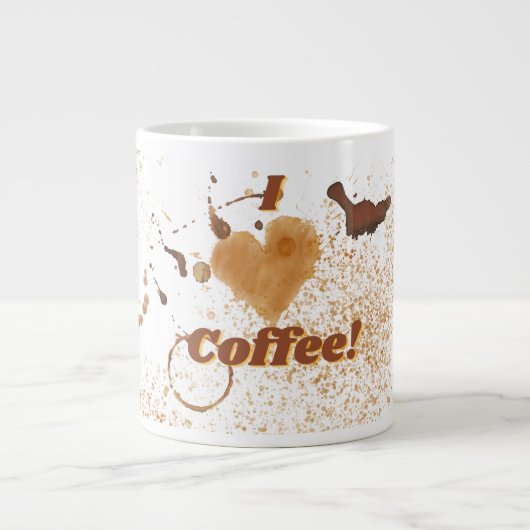 私はコーヒーが大好きで、コーヒーが汚れている ジャンボコーヒーマグカップ (正面)