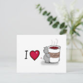 私はコーヒーが大好き – コーヒーのカップとヒッポ ポストカード (スタンド正面)