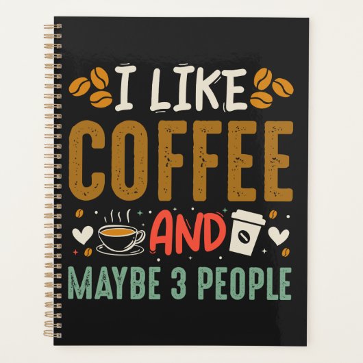 私はコーヒーが好きで、多分3人のおもしろいコーヒー愛好家 プランナー手帳 (正面)