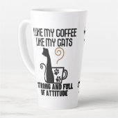 私はコーヒーが好きで、猫が強くて好き カフェラテマグ (左アングル)
