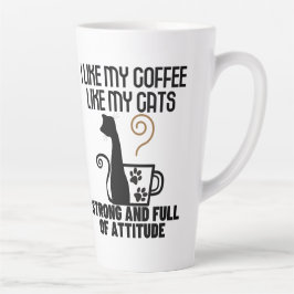 私はコーヒーが好きで、猫が強くて好き カフェラテマグ