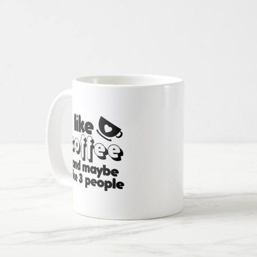 私はコーヒーが好きで、3人が好きかもしれない コーヒーマグカップ (正面左)